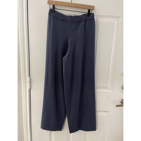 One Grey Day Revolve Women's Knitted Wide Leg Viscose Blend Pants Blue L - Picture 2 of 8